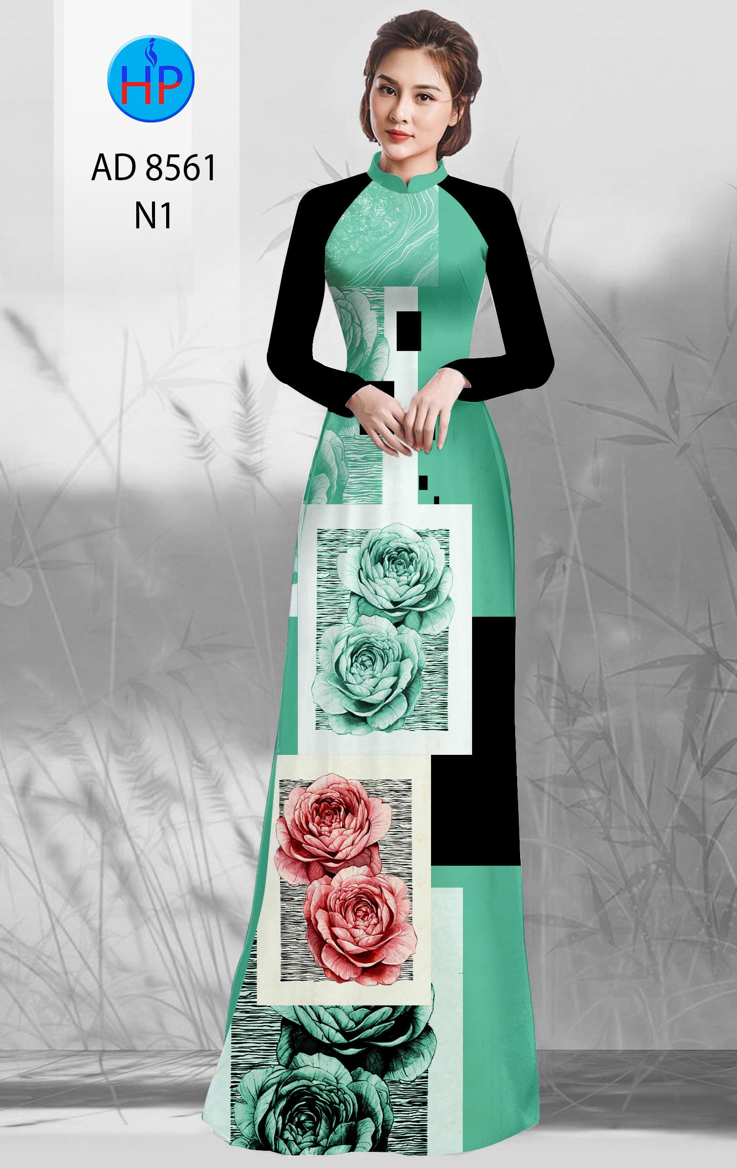 Vải Áo Dài Hoa Hồng kiểu mới AD 8561 38 Vải Áo Dài Hoa Hồng kiểu mới AD 8561