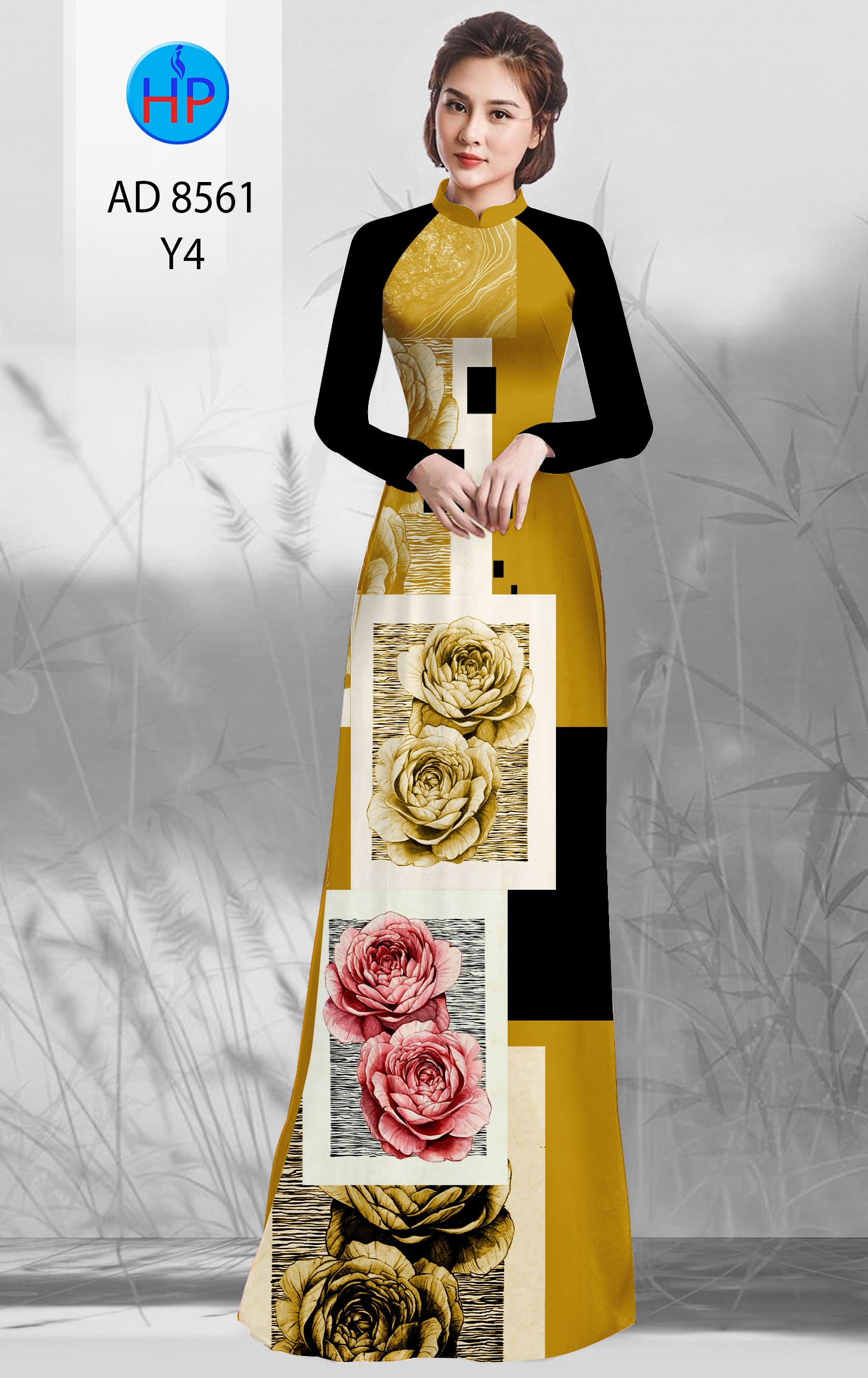 Vải Áo Dài Hoa Hồng kiểu mới AD 8561 37 Vải Áo Dài Hoa Hồng kiểu mới AD 8561