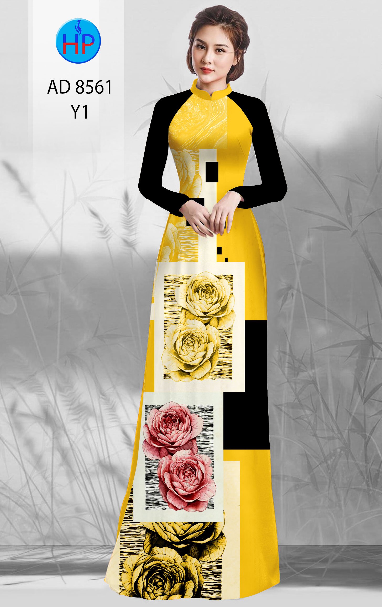 Vải Áo Dài Hoa Hồng kiểu mới AD 8561 47 Vải Áo Dài Hoa Hồng kiểu mới AD 8561