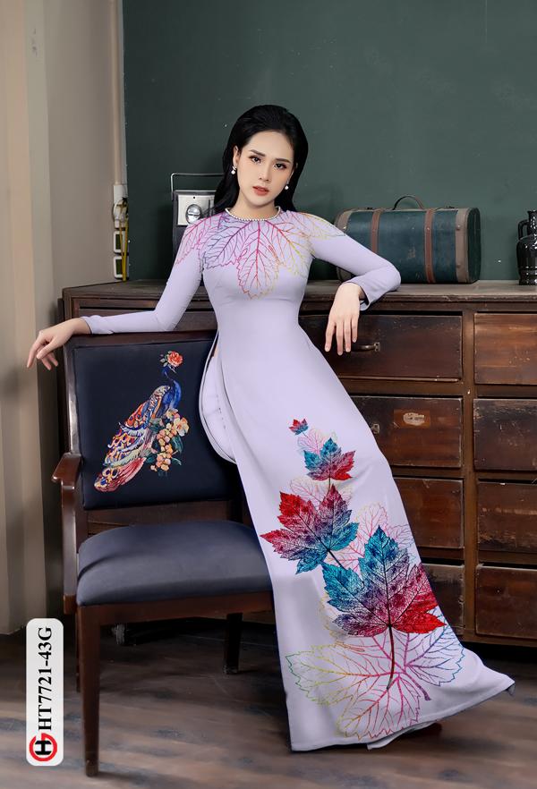 Vải Áo Dài Hình Lá Phong mới ra AD HT7721 31 Vải Áo Dài Hình Lá Phong mới ra AD HT7721