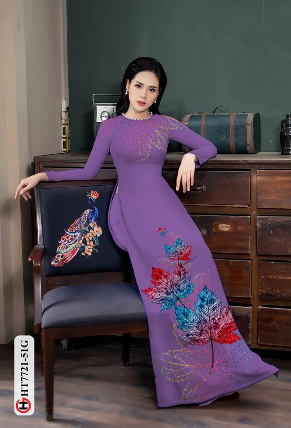 Vải Áo Dài Hình Lá Phong mới ra AD HT7721 33 Vải Áo Dài Hình Lá Phong mới ra AD HT7721