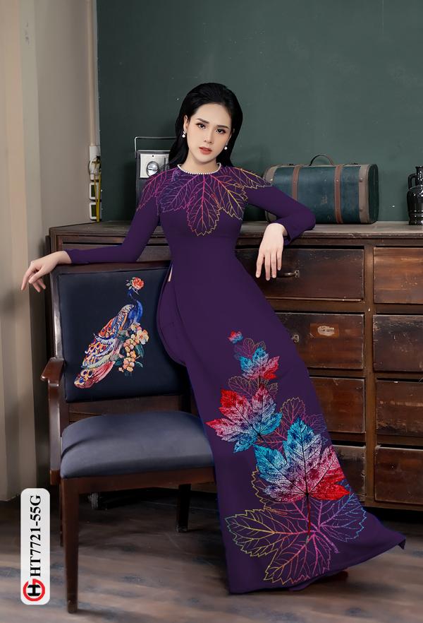 Vải Áo Dài Hình Lá Phong mới ra AD HT7721 34 Vải Áo Dài Hình Lá Phong mới ra AD HT7721