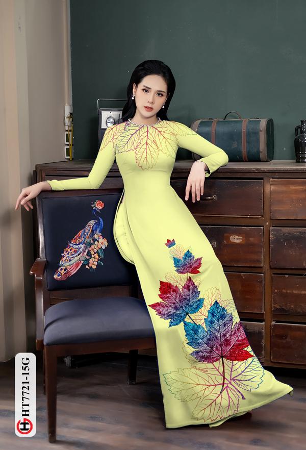 Vải Áo Dài Hình Lá Phong mới ra AD HT7721 40 Vải Áo Dài Hình Lá Phong mới ra AD HT7721