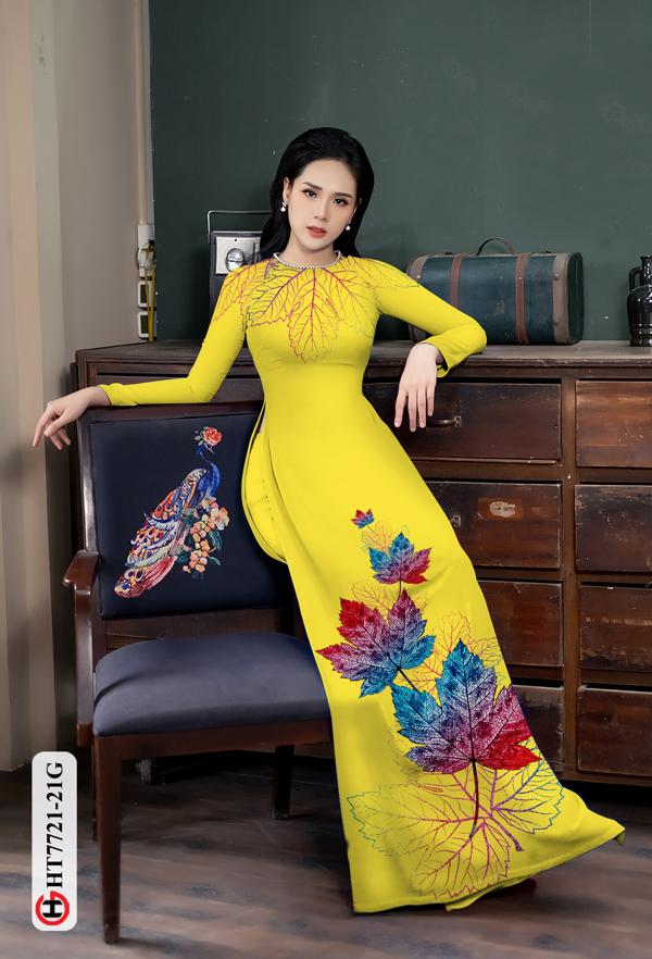 Vải Áo Dài Hình Lá Phong mới ra AD HT7721 42 Vải Áo Dài Hình Lá Phong mới ra AD HT7721