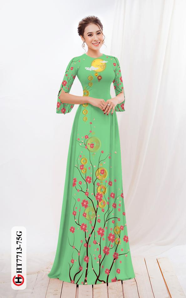 Vải Áo Dài Hoa Đào mới ra AD HT7713 36 Vải Áo Dài Hoa Đào mới ra AD HT7713