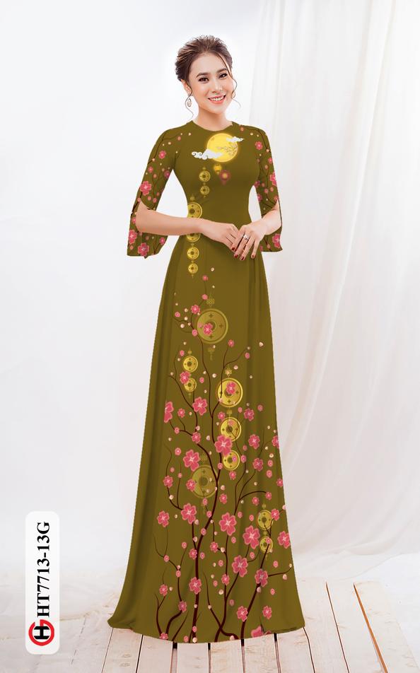 Vải Áo Dài Hoa Đào mới ra AD HT7713 38 Vải Áo Dài Hoa Đào mới ra AD HT7713