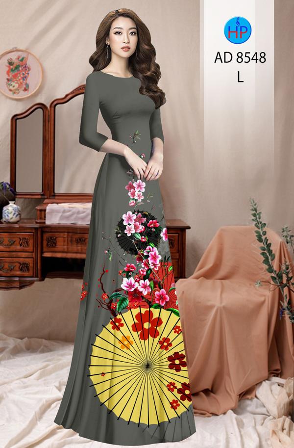 Vải Áo Dài Hoa Đào Đón Tết kiểu mới AD 8548