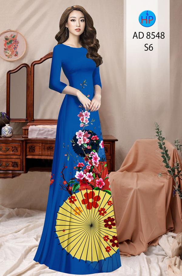 Vải Áo Dài Hoa Đào Đón Tết kiểu mới AD 8548