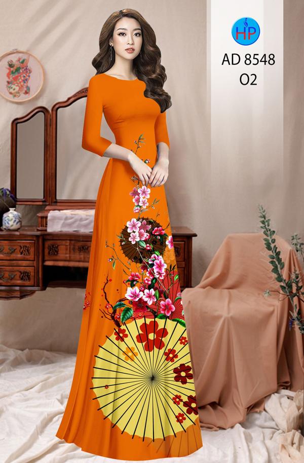 Vải Áo Dài Hoa Đào Đón Tết kiểu mới AD 8548