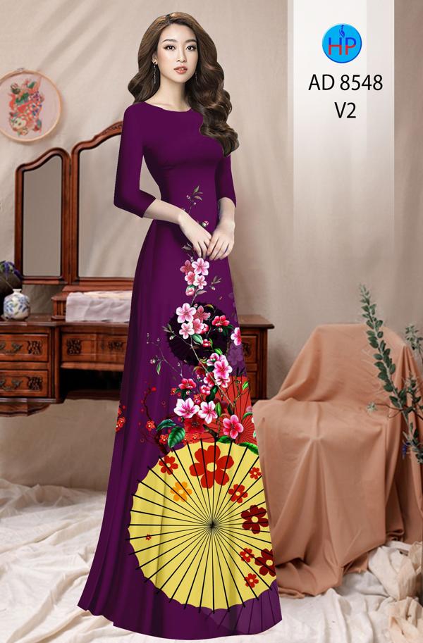 Vải Áo Dài Hoa Đào Đón Tết kiểu mới AD 8548