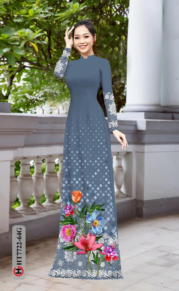 Vải Áo Dài Hoa In 3D mới ra AD HT7772 34 Vải Áo Dài Hoa In 3D mới ra AD HT7772