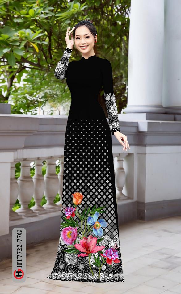 Vải Áo Dài Hoa In 3D mới ra AD HT7772 36 Vải Áo Dài Hoa In 3D mới ra AD HT7772