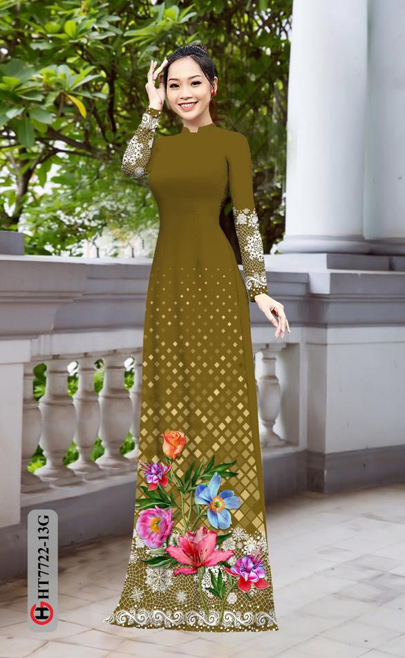 Vải Áo Dài Hoa In 3D mới ra AD HT7772 38 Vải Áo Dài Hoa In 3D mới ra AD HT7772