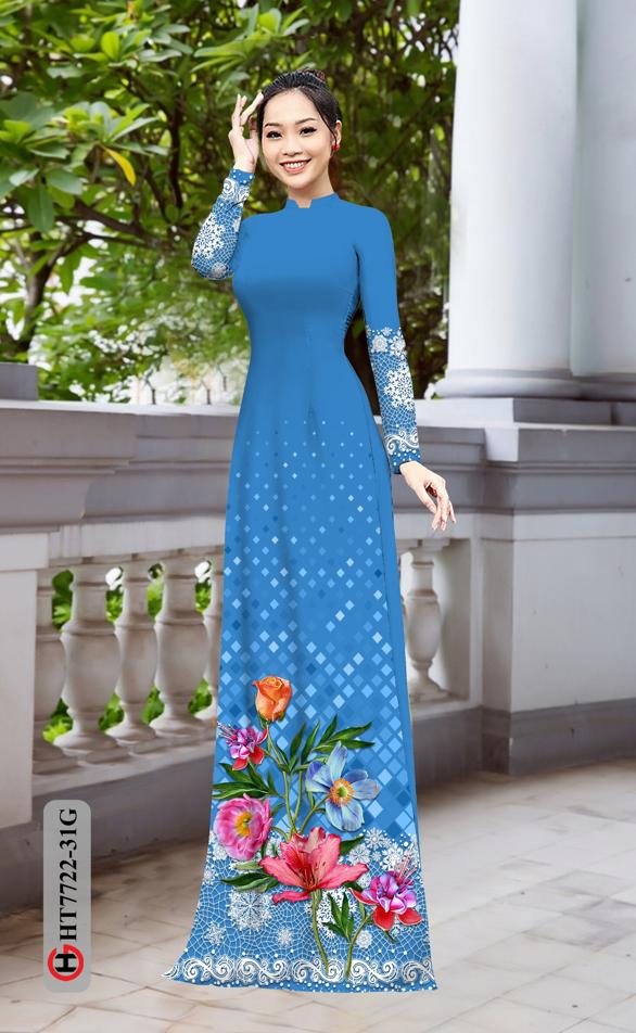 Vải Áo Dài Hoa In 3D mới ra AD HT7772 43 Vải Áo Dài Hoa In 3D mới ra AD HT7772
