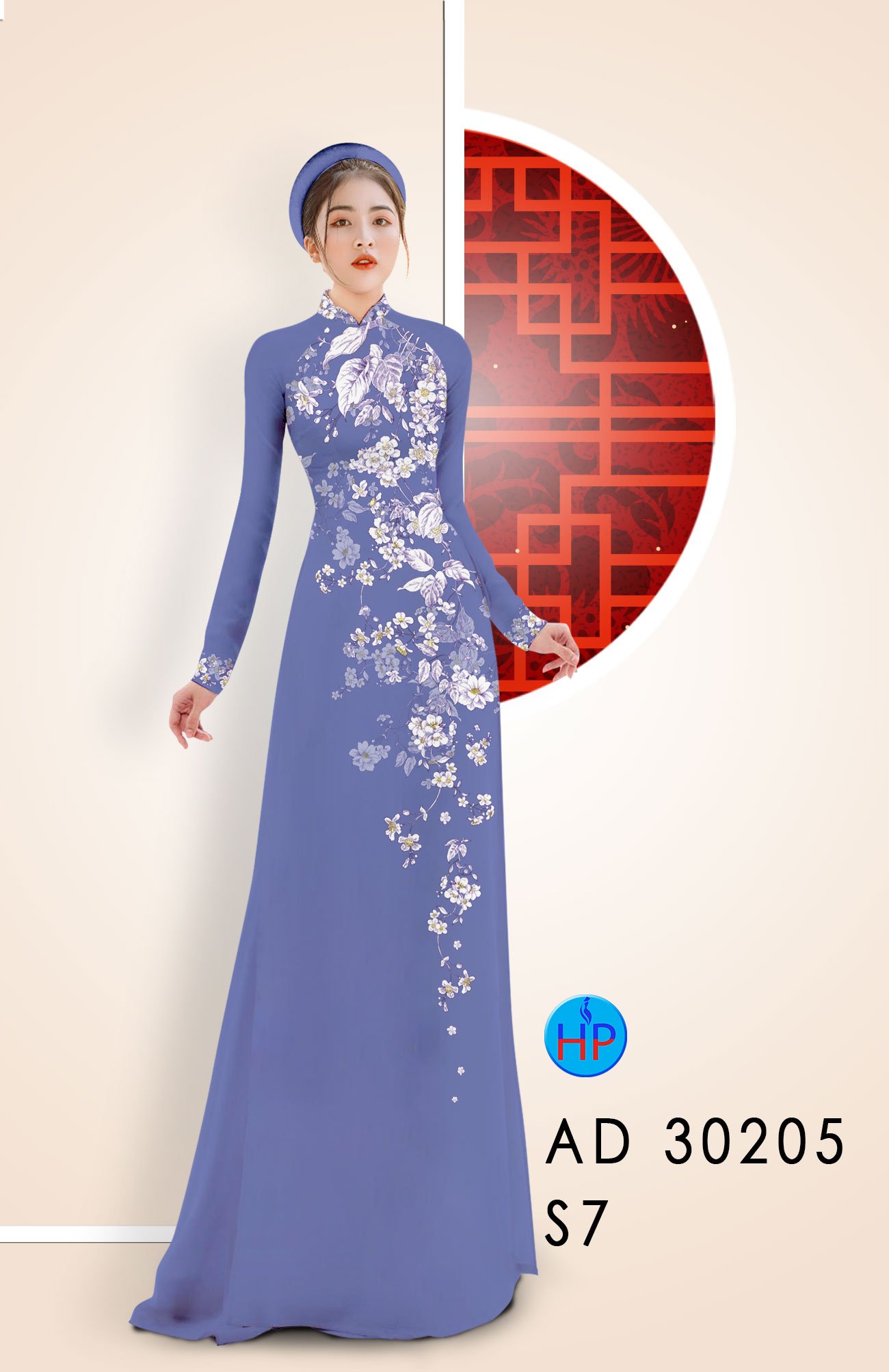 Vải Áo Dài Hoa In 3D kiểu mới AD 30205 54 Vải Áo Dài Hoa In 3D kiểu mới AD 30205