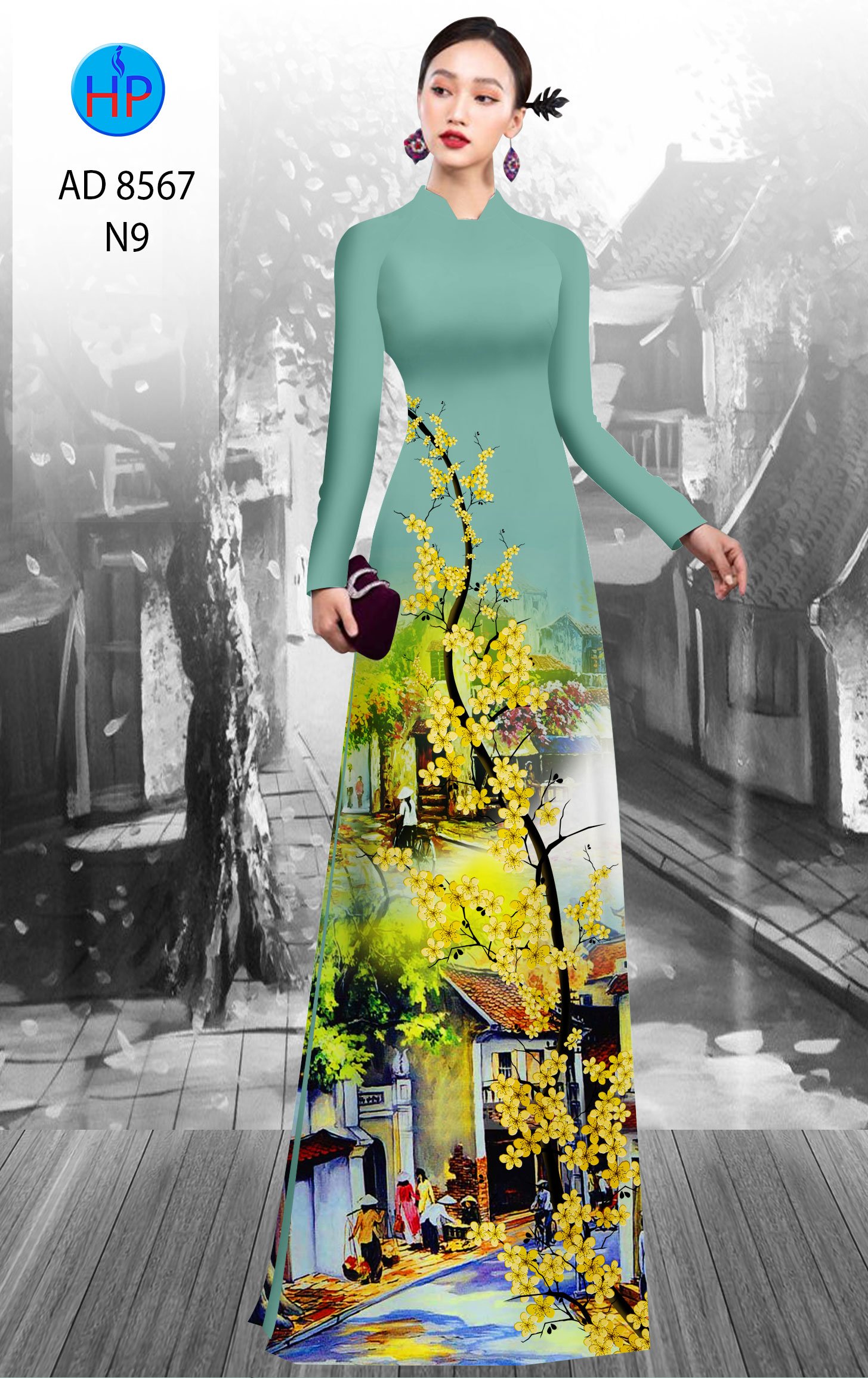 Vải Áo Dài Hoa Mai Vàng mới ra AD 8567 42 Vải Áo Dài Hoa Mai Vàng mới ra AD 8567