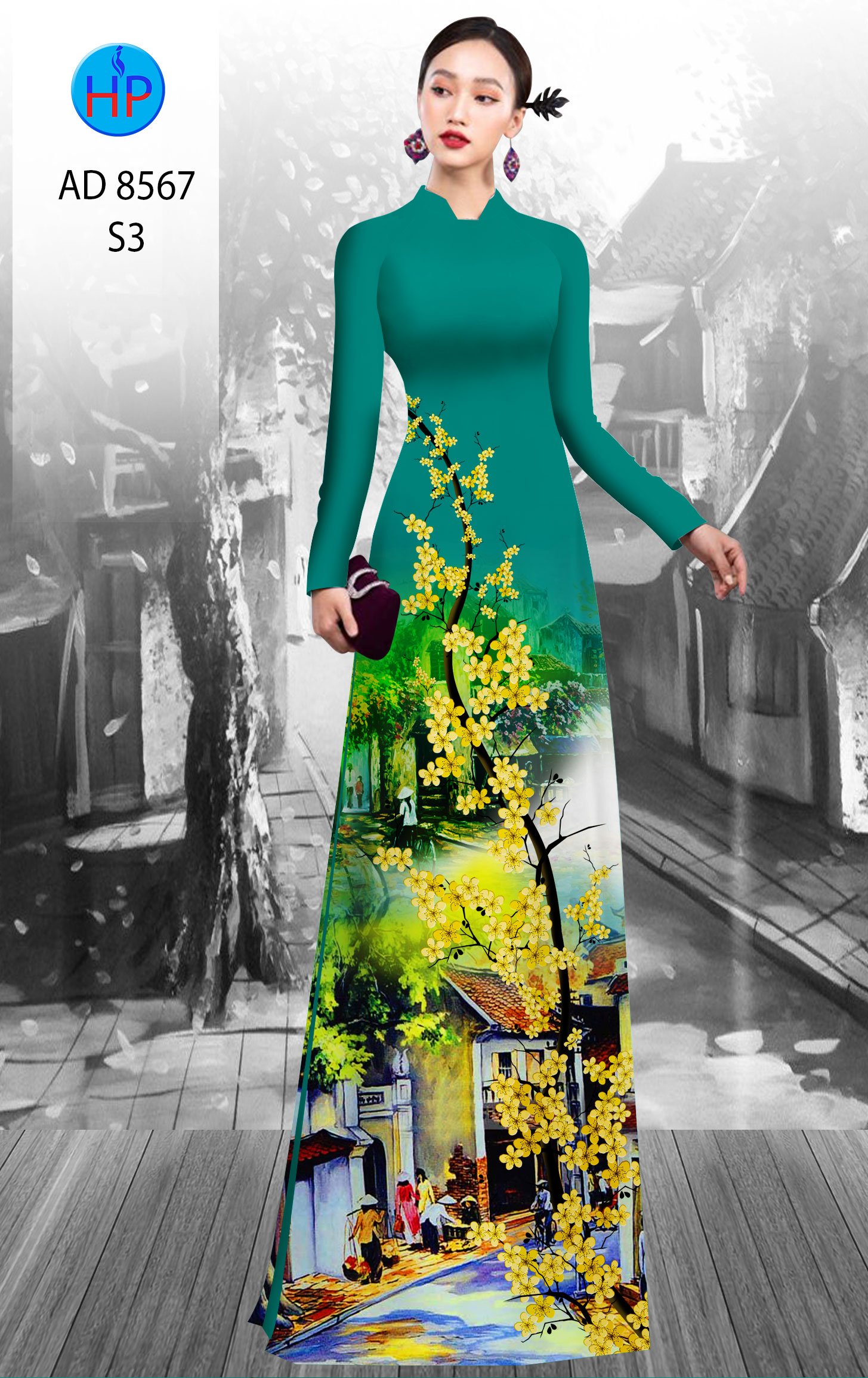 Vải Áo Dài Hoa Mai Vàng mới ra AD 8567 41 Vải Áo Dài Hoa Mai Vàng mới ra AD 8567