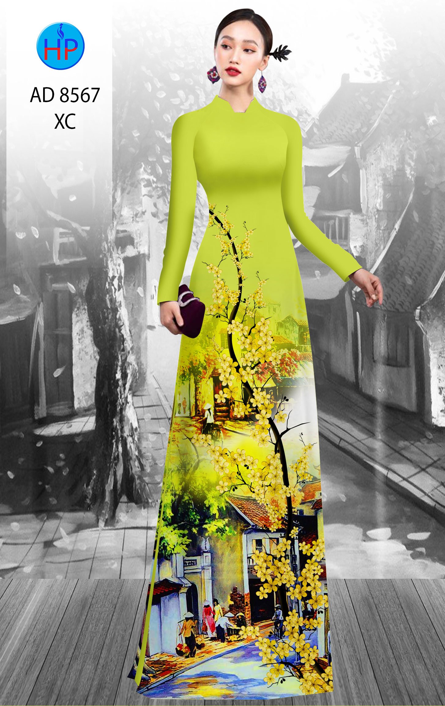 Vải Áo Dài Hoa Mai Vàng mới ra AD 8567 43 Vải Áo Dài Hoa Mai Vàng mới ra AD 8567