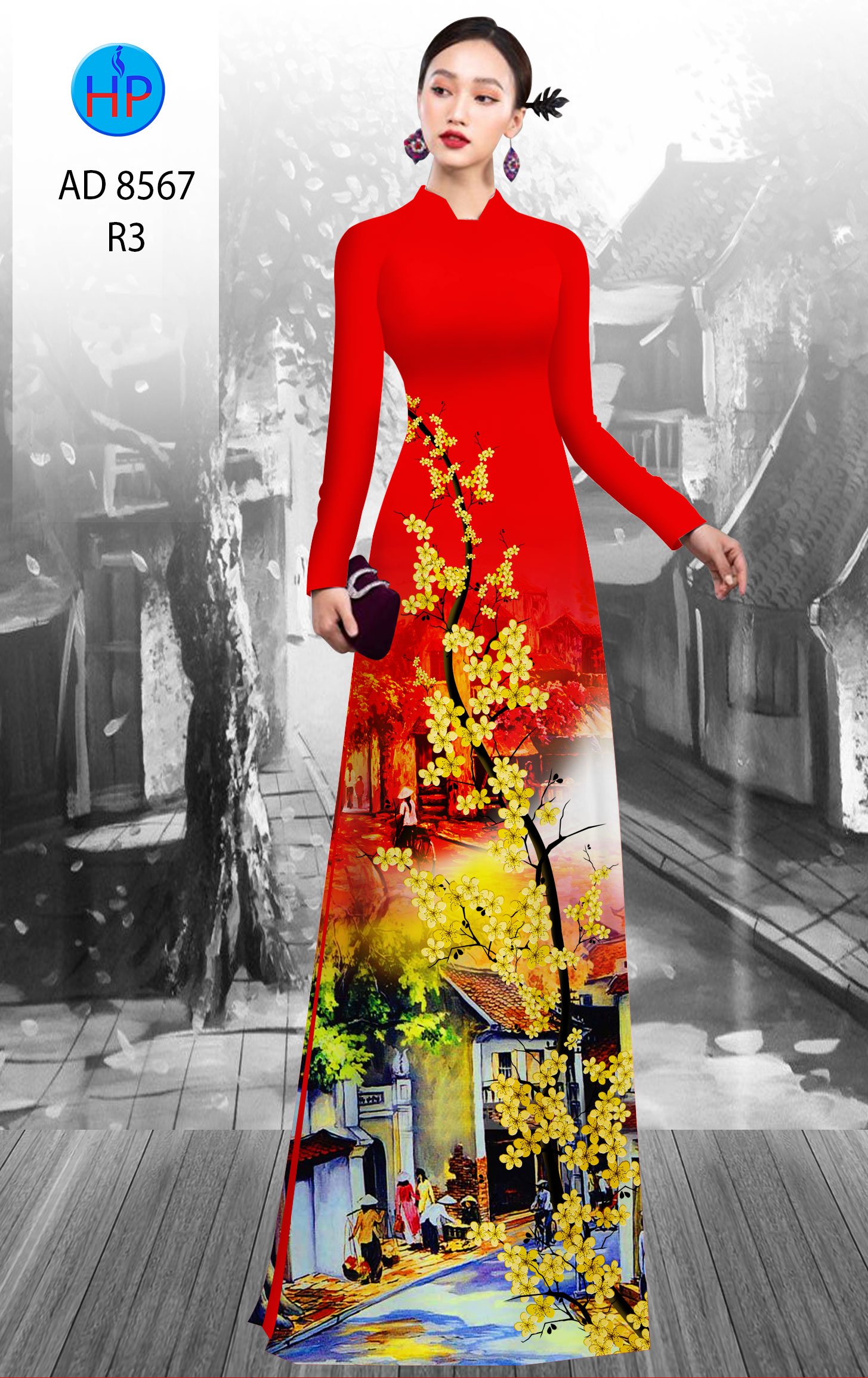 Vải Áo Dài Hoa Mai Vàng mới ra AD 8567 46 Vải Áo Dài Hoa Mai Vàng mới ra AD 8567