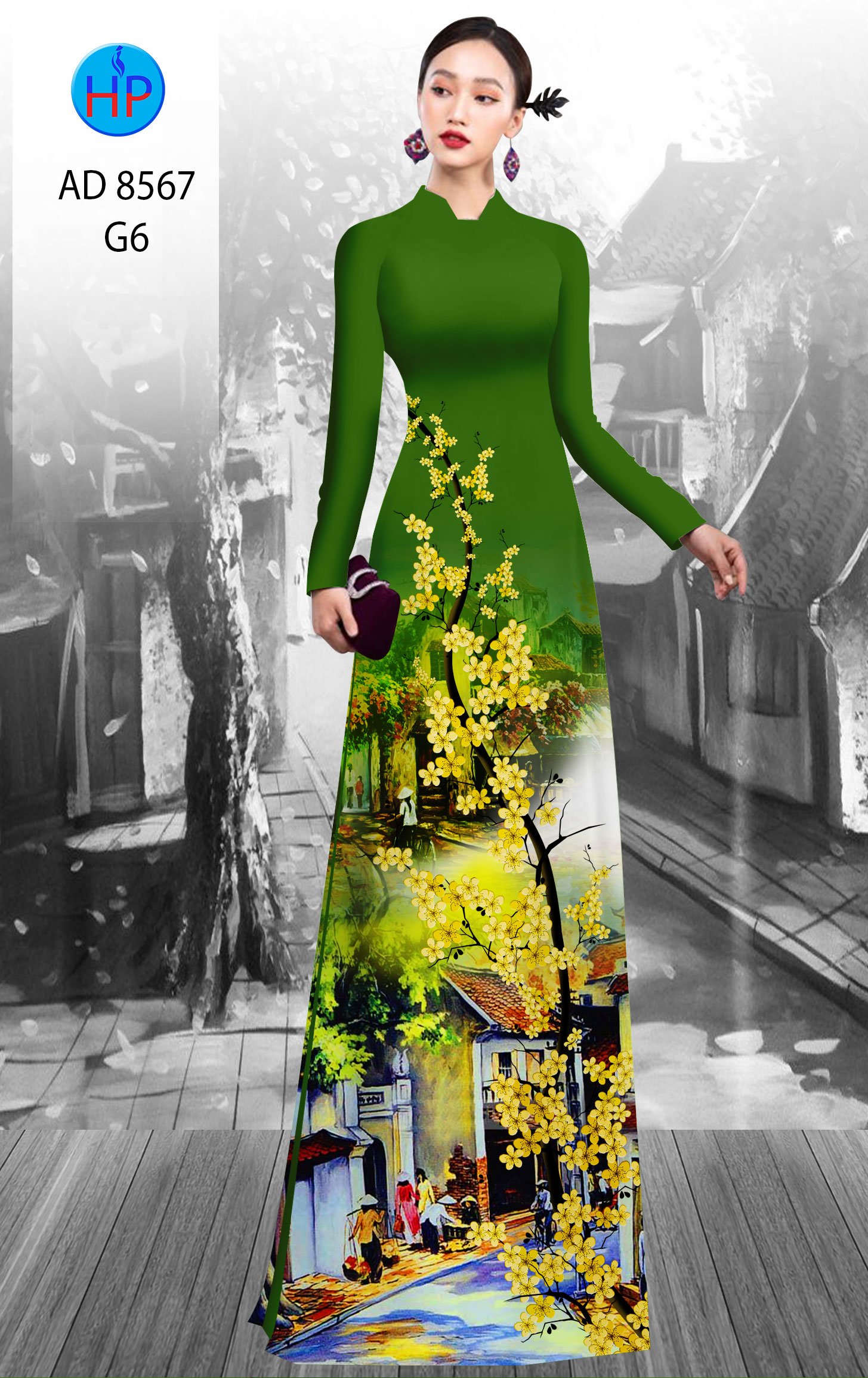 Vải Áo Dài Hoa Mai Vàng mới ra AD 8567 44 Vải Áo Dài Hoa Mai Vàng mới ra AD 8567