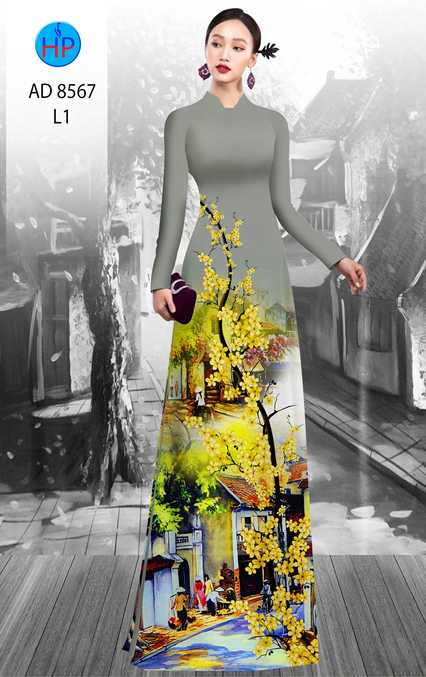 Vải Áo Dài Hoa Mai Vàng mới ra AD 8567 45 Vải Áo Dài Hoa Mai Vàng mới ra AD 8567