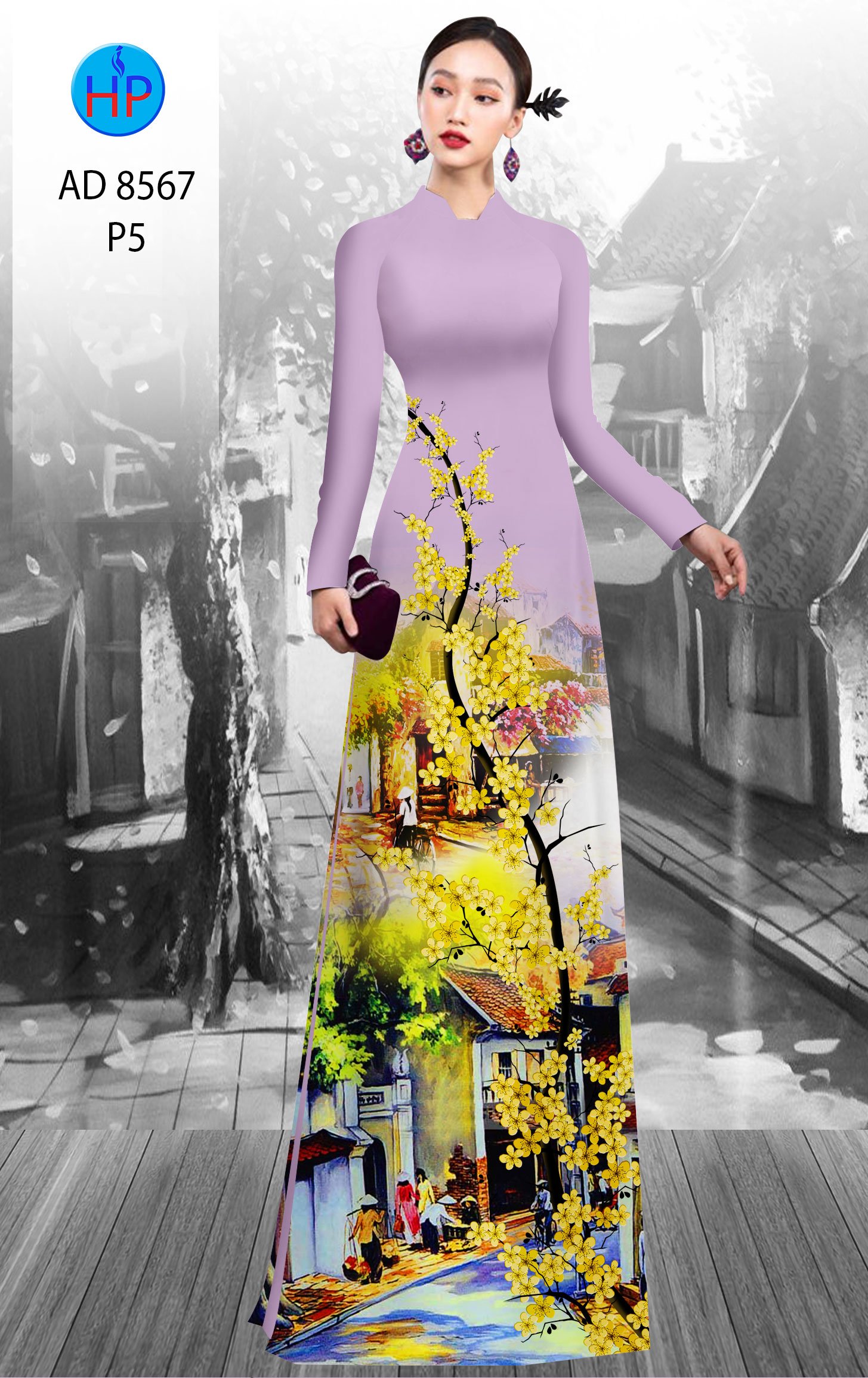 Vải Áo Dài Hoa Mai Vàng mới ra AD 8567 49 Vải Áo Dài Hoa Mai Vàng mới ra AD 8567