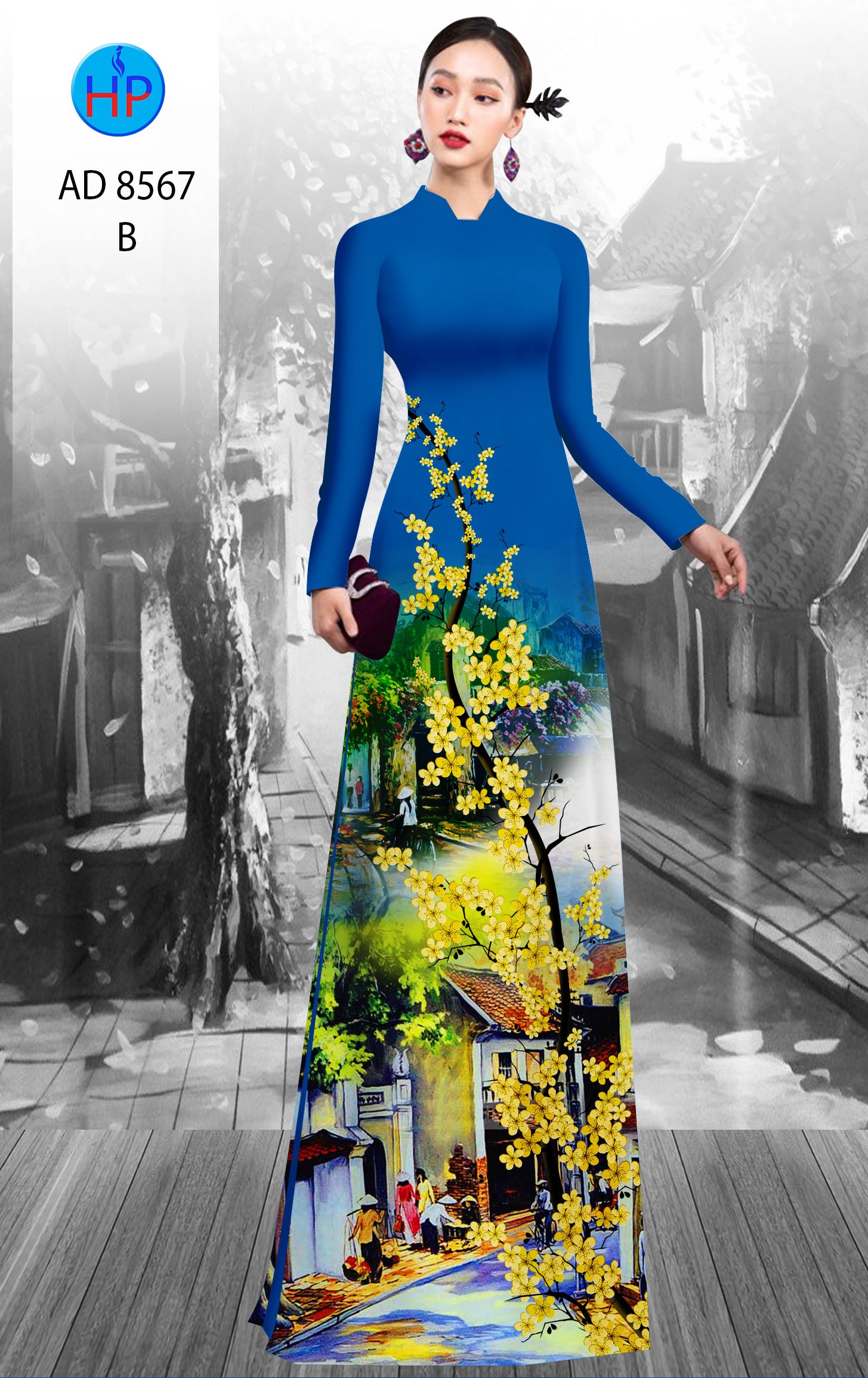 Vải Áo Dài Hoa Mai Vàng mới ra AD 8567 48 Vải Áo Dài Hoa Mai Vàng mới ra AD 8567