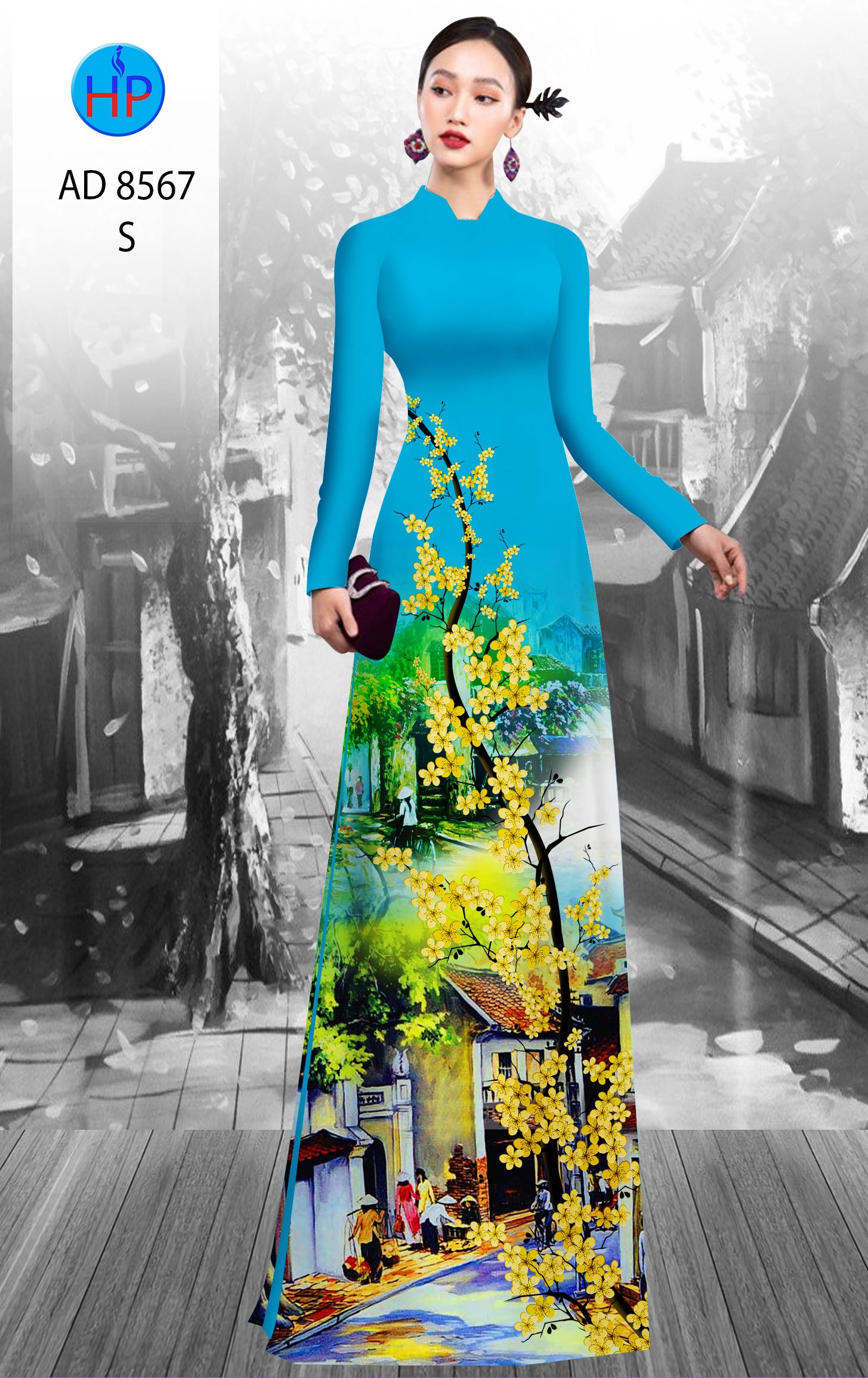 Vải Áo Dài Hoa Mai Vàng mới ra AD 8567 52 Vải Áo Dài Hoa Mai Vàng mới ra AD 8567