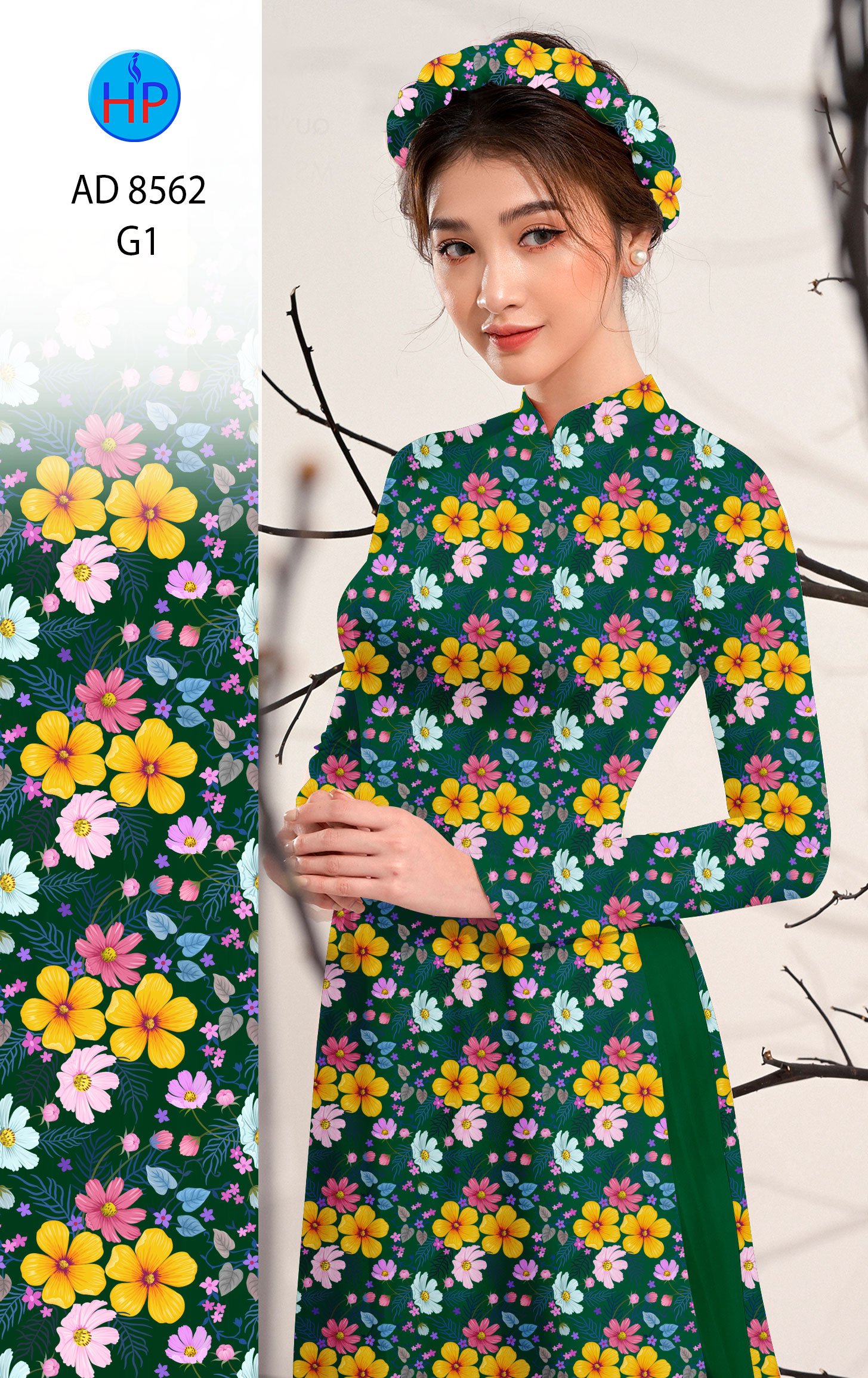 Vải Áo Dài Hoa Nhí kiểu mới AD 8526