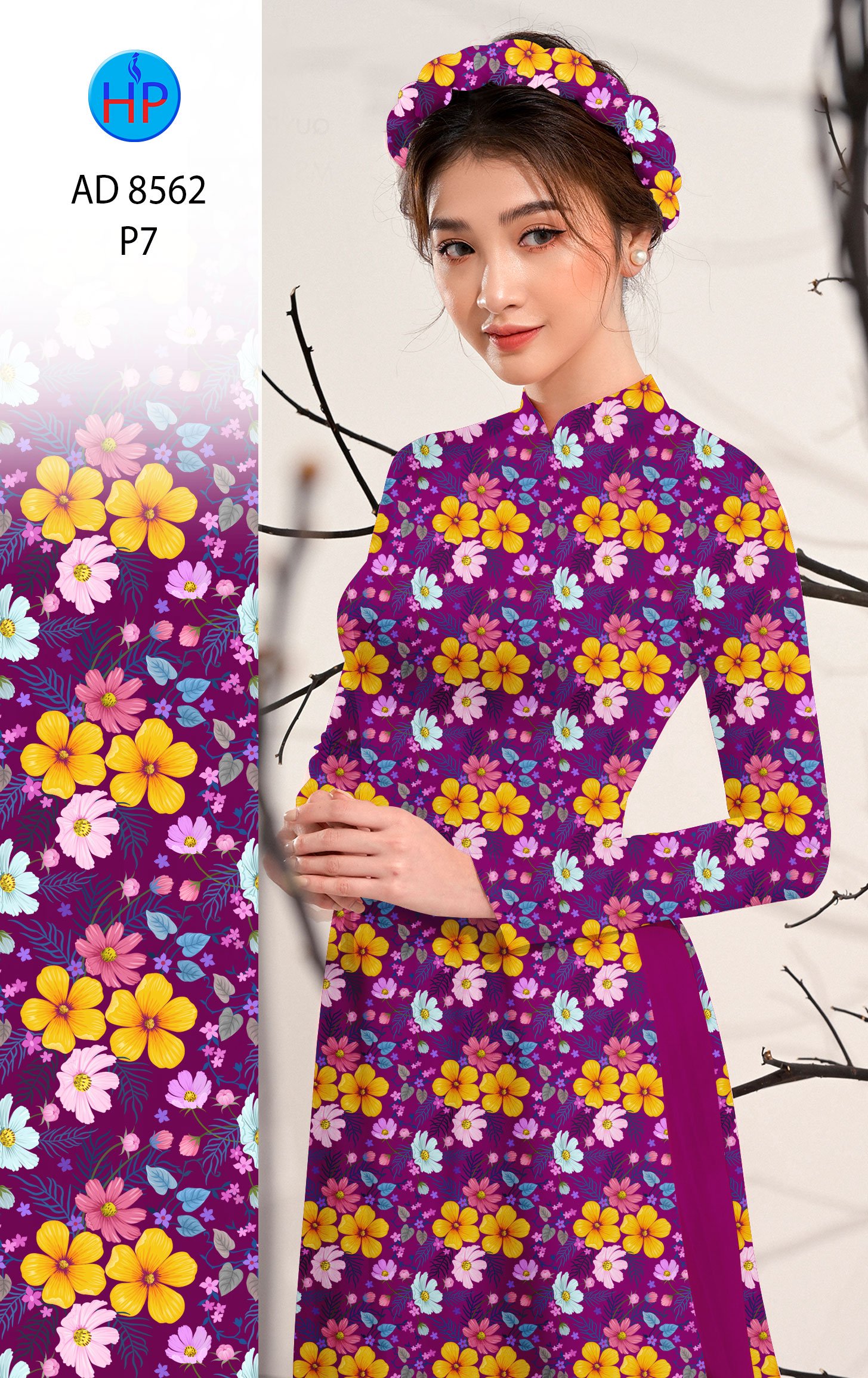 Vải Áo Dài Hoa Nhí kiểu mới AD 8526