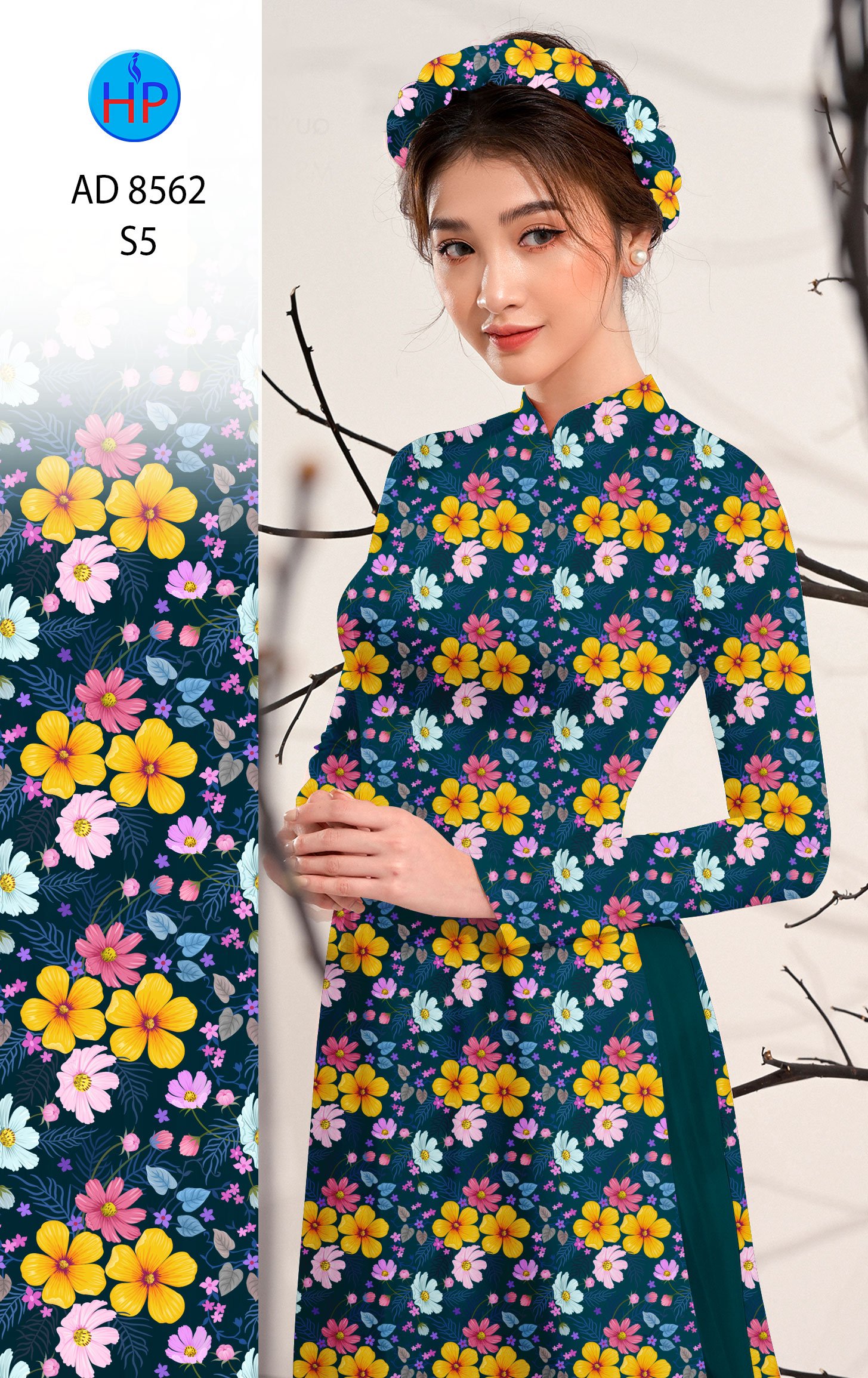 Vải Áo Dài Hoa Nhí kiểu mới AD 8526