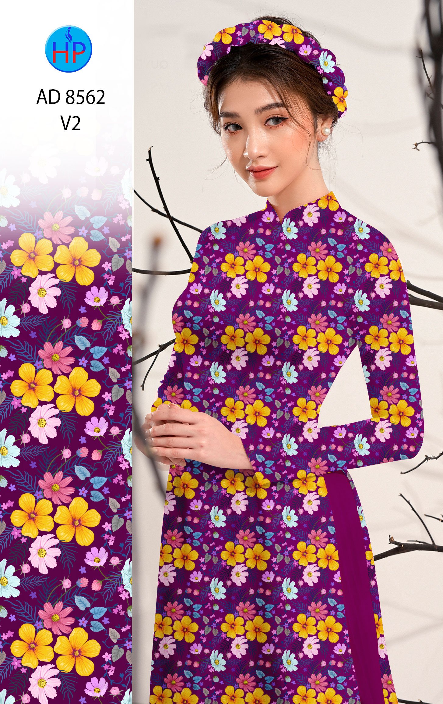 Vải Áo Dài Hoa Nhí kiểu mới AD 8526