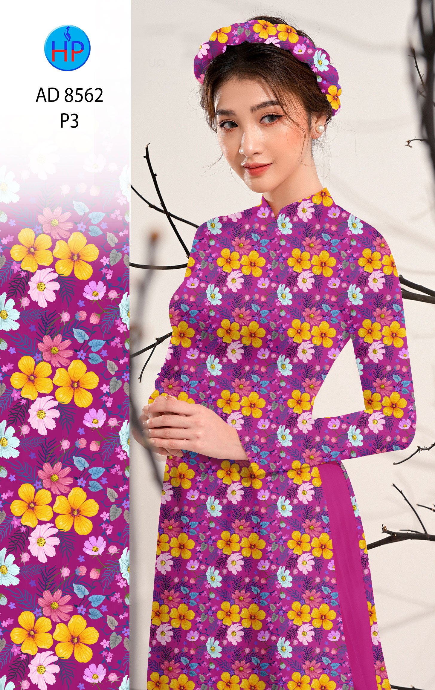 Vải Áo Dài Hoa Nhí kiểu mới AD 8526