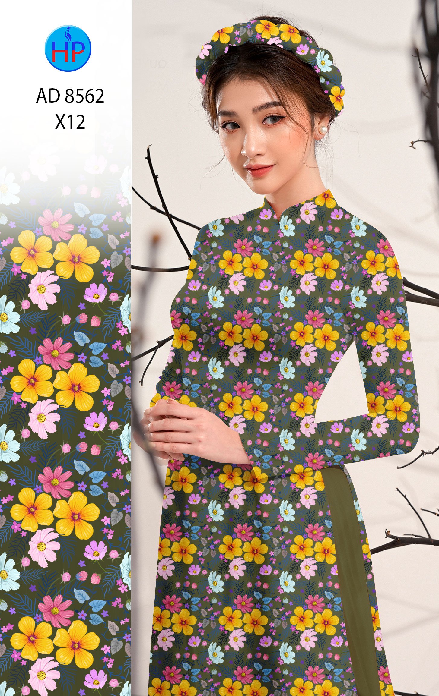 Vải Áo Dài Hoa Nhí kiểu mới AD 8526