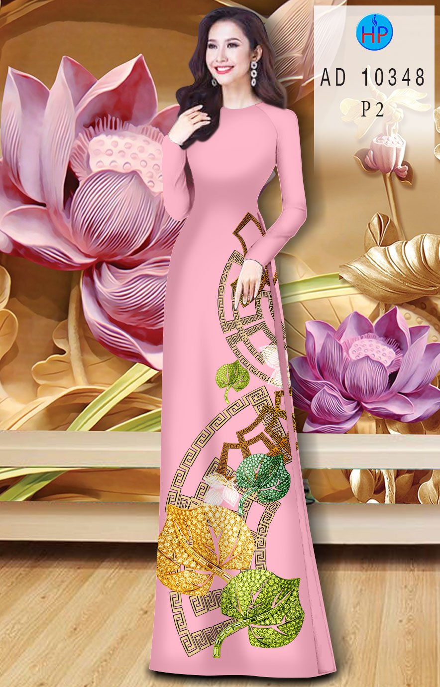 Vải Áo Dài Hinh Lá mới ra AD 10348