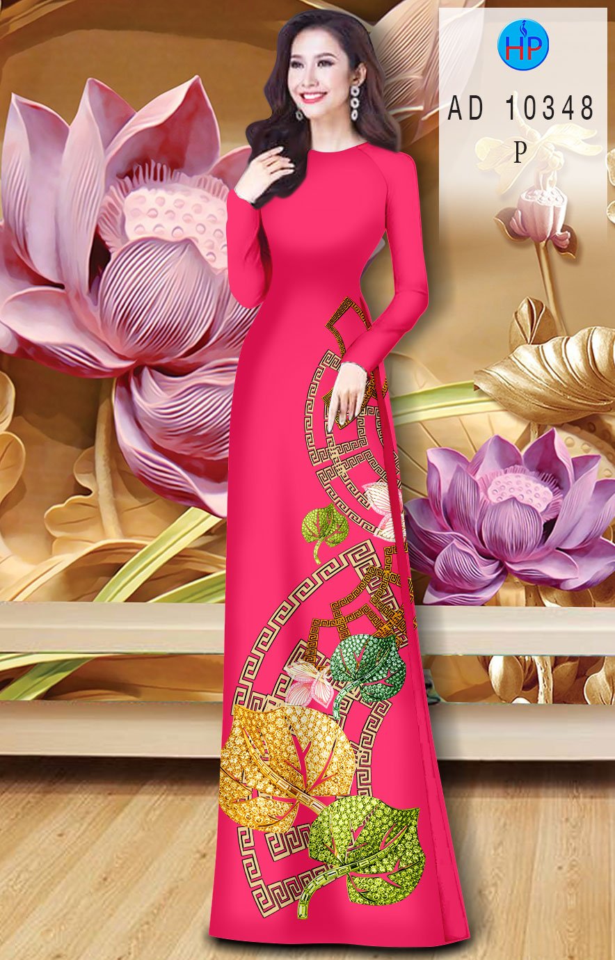 Vải Áo Dài Hinh Lá mới ra AD 10348