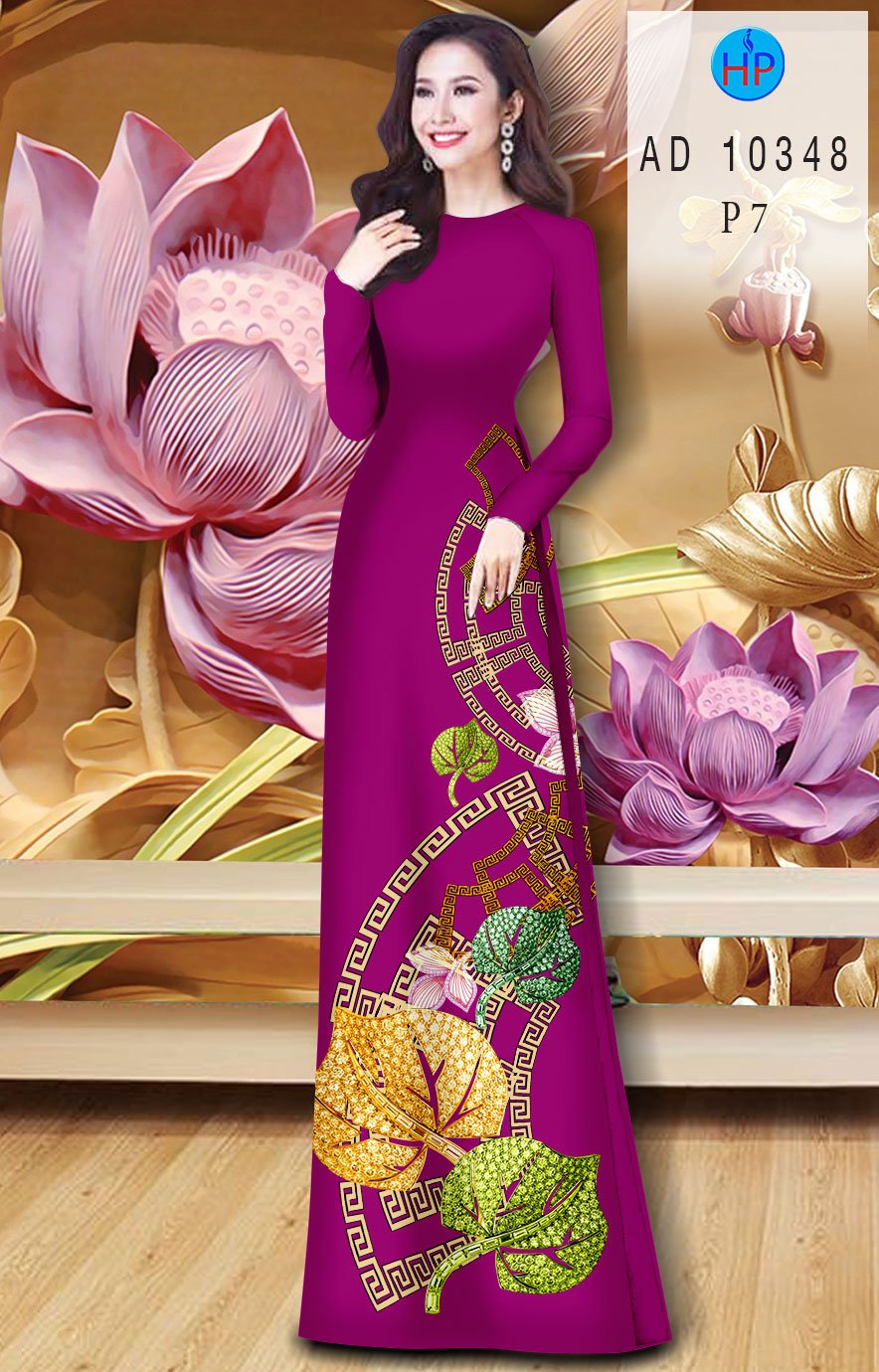 Vải Áo Dài Hinh Lá mới ra AD 10348