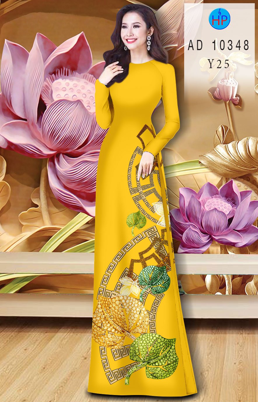 Vải Áo Dài Hinh Lá mới ra AD 10348