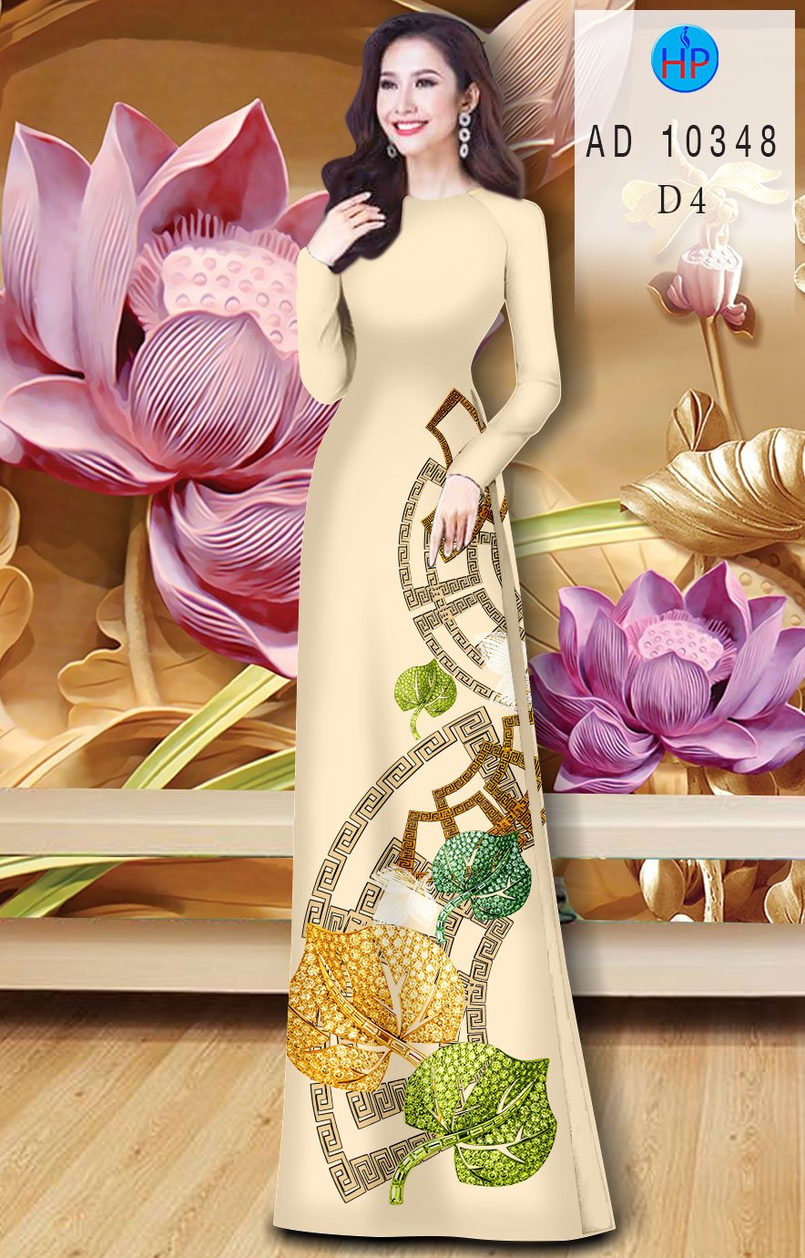 Vải Áo Dài Hinh Lá mới ra AD 10348