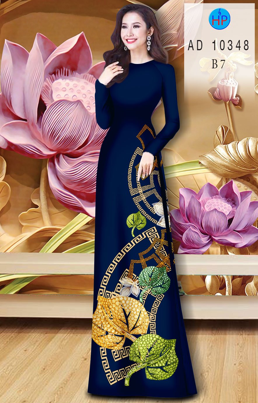 Vải Áo Dài Hinh Lá mới ra AD 10348