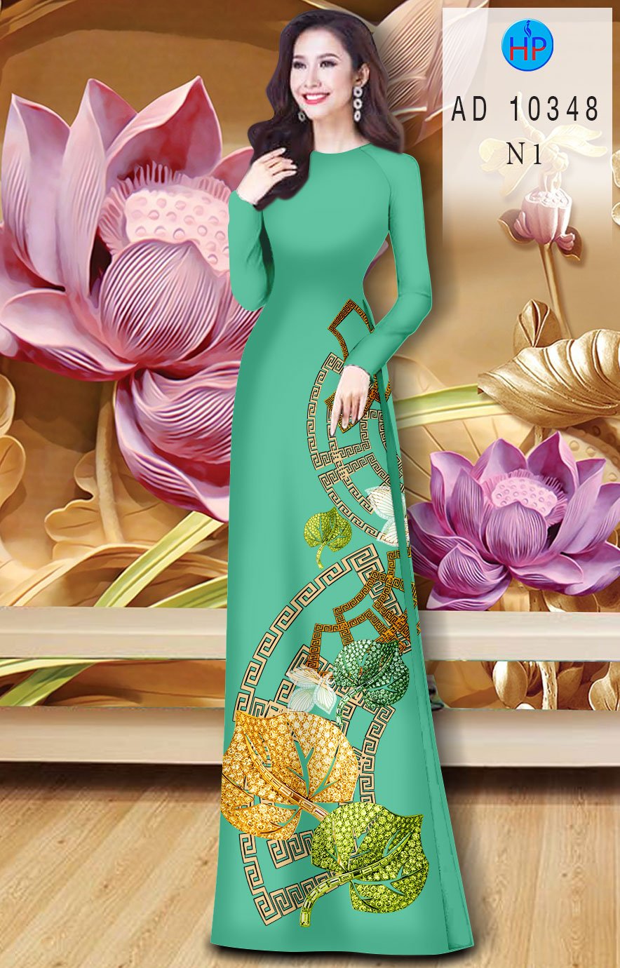 Vải Áo Dài Hinh Lá mới ra AD 10348
