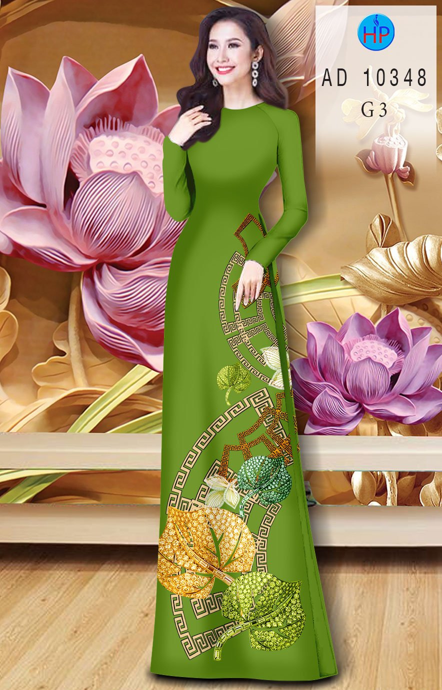 Vải Áo Dài Hinh Lá mới ra AD 10348