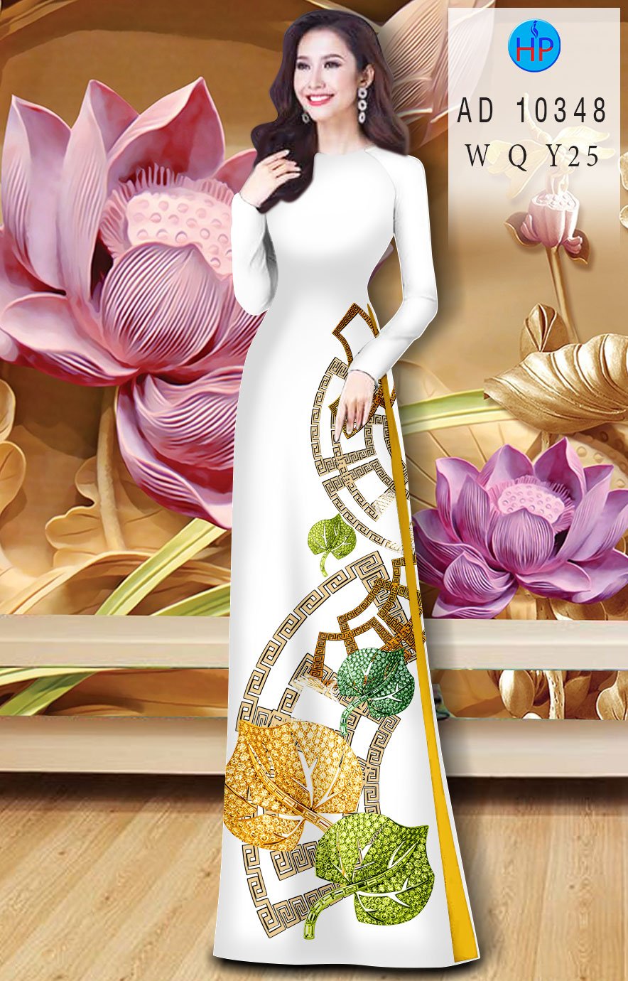 Vải Áo Dài Hinh Lá mới ra AD 10348