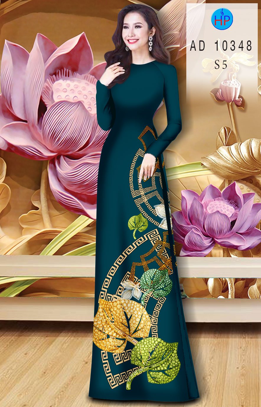 Vải Áo Dài Hinh Lá mới ra AD 10348