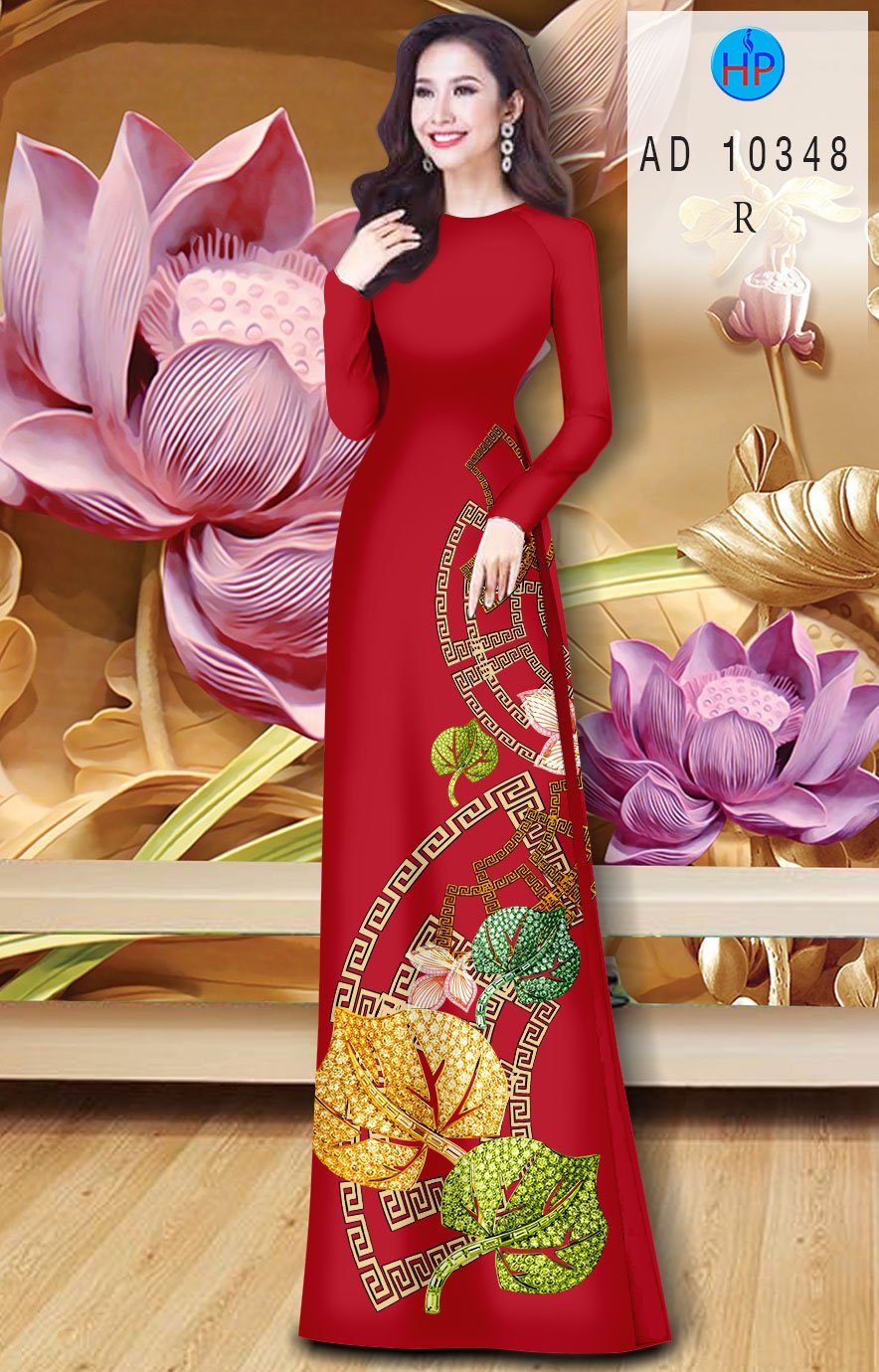 Vải Áo Dài Hinh Lá mới ra AD 10348