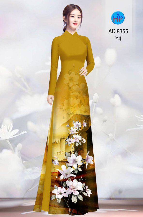 Vải Áo Dài Hoa In 3D thiết kế 2020 AD 8355 45 Vải Áo Dài Hoa In 3D thiết kế 2020 AD 8355