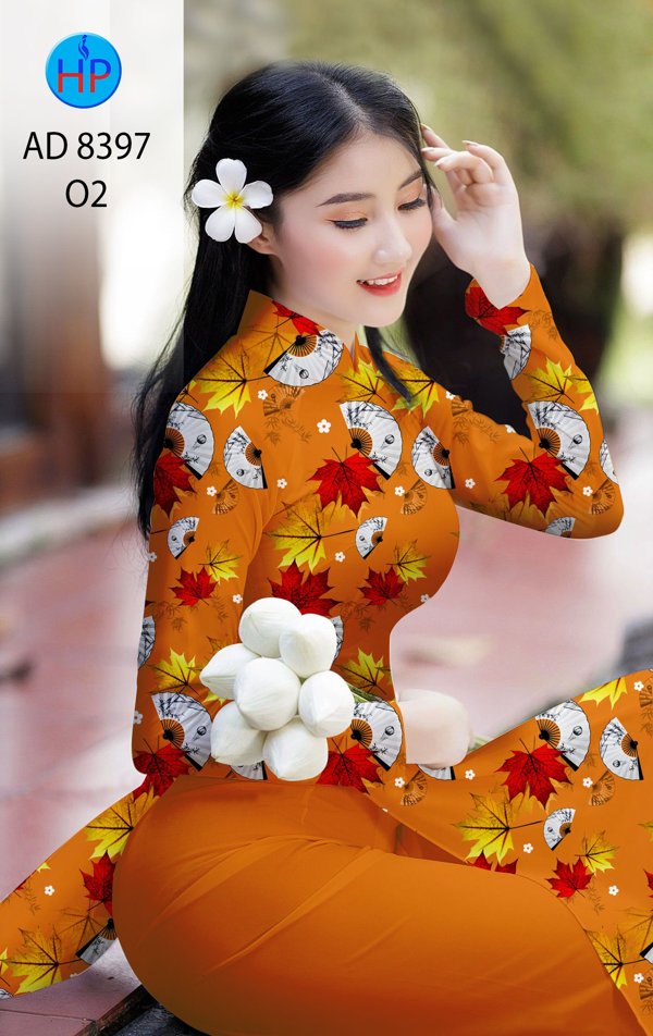 Vải Áo Dài Lá Phong kiểu mới AD 8397 45 Vải Áo Dài Lá Phong kiểu mới AD 8397