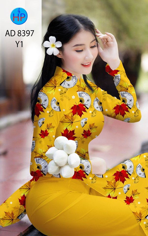 Vải Áo Dài Lá Phong kiểu mới AD 8397 46 Vải Áo Dài Lá Phong kiểu mới AD 8397