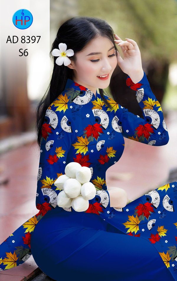 Vải Áo Dài Lá Phong kiểu mới AD 8397 50 Vải Áo Dài Lá Phong kiểu mới AD 8397