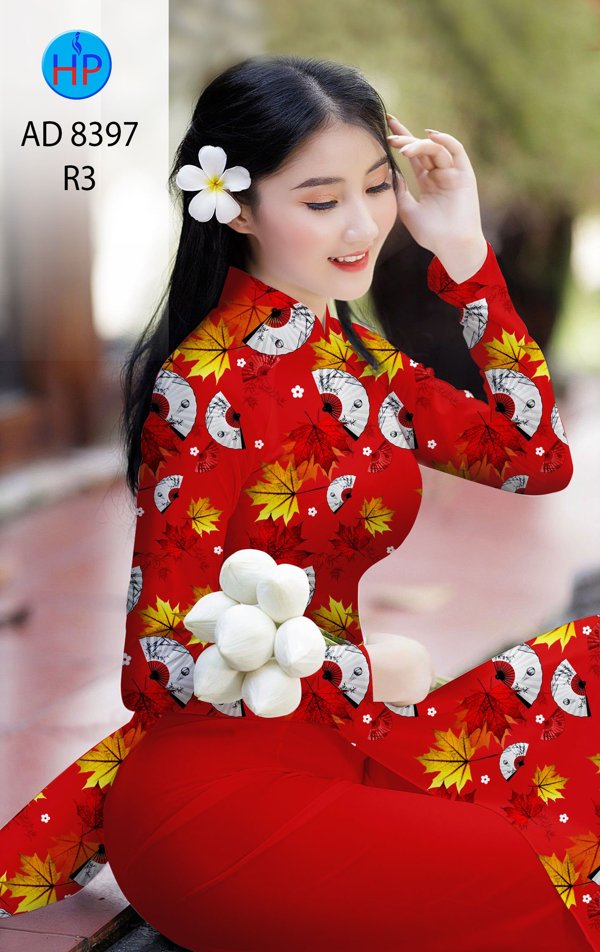 Vải Áo Dài Lá Phong kiểu mới AD 8397 48 Vải Áo Dài Lá Phong kiểu mới AD 8397